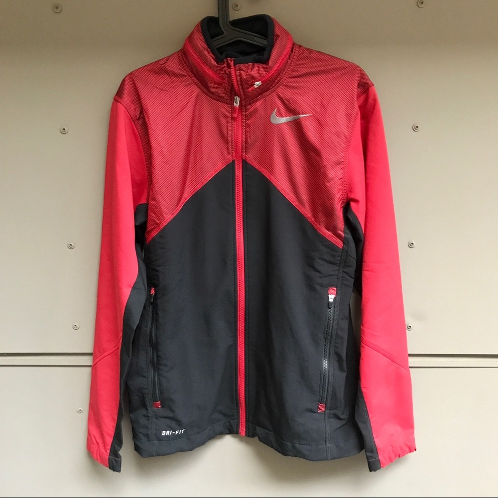 Nike Dri-FIT Red Black Jacket Hidden Hood